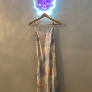 Tie Dye satin strap dress